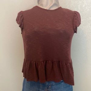 Burgundy knit peplum top size XL